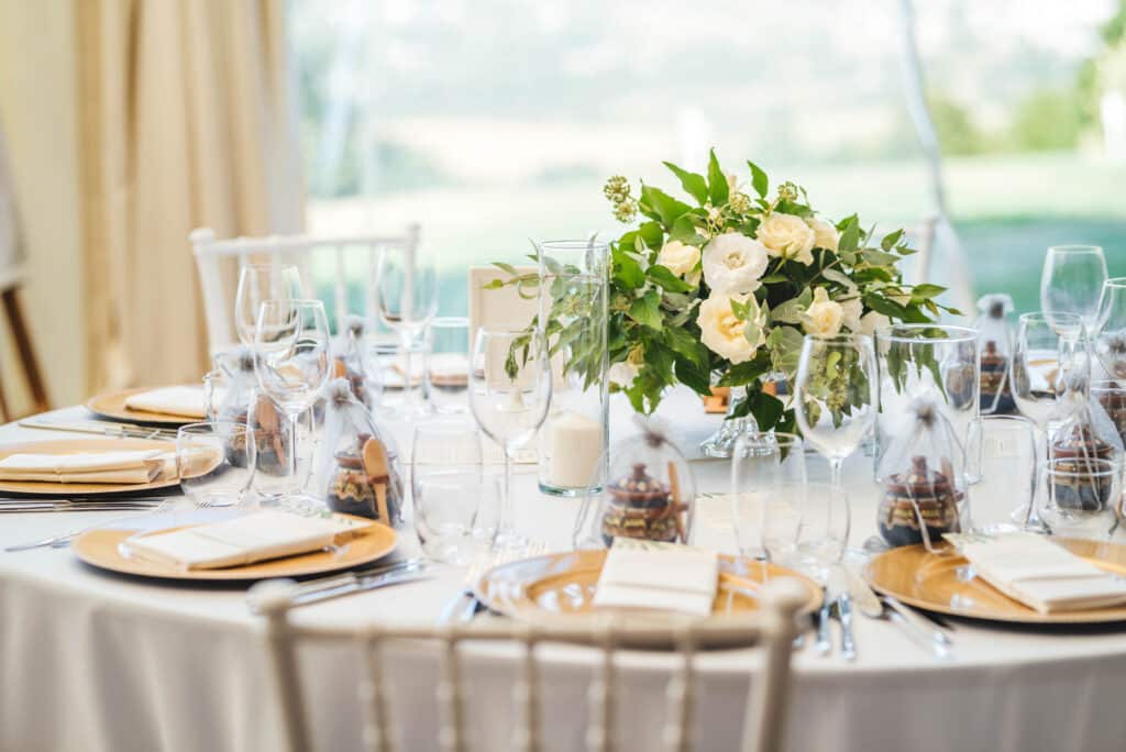Luxury wedding table decoration. Special event table set up.