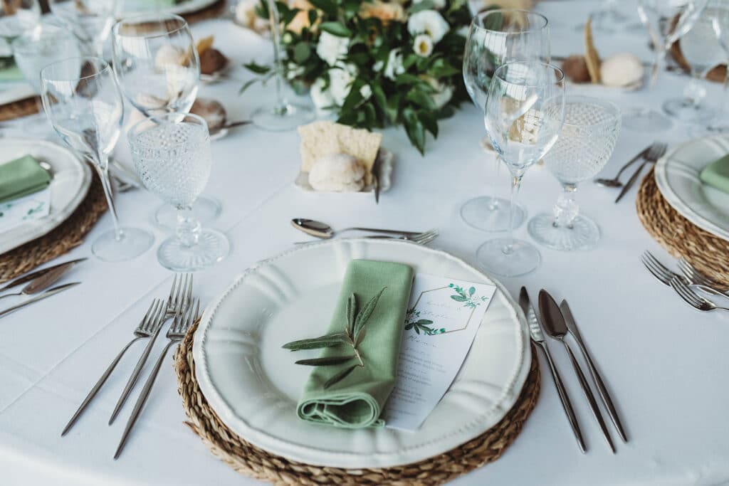 A table with elegant place settings.