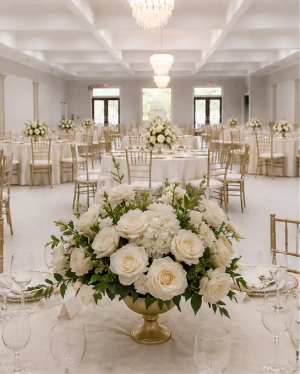 Crystal chandelier and gala setting