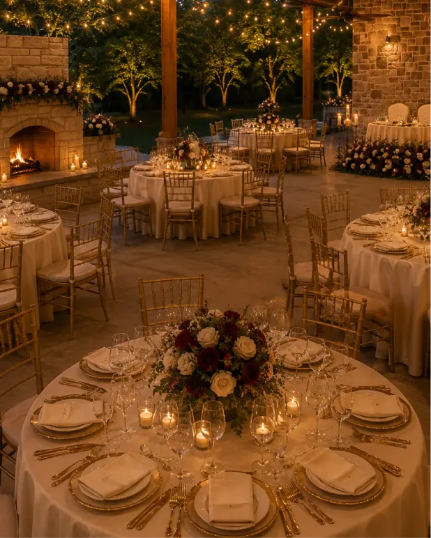 The Kalla ballroom set for a corporate gala